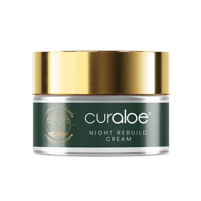 Curaloe Night Rebuild Cream with peptides for lifting and plumping aging skin